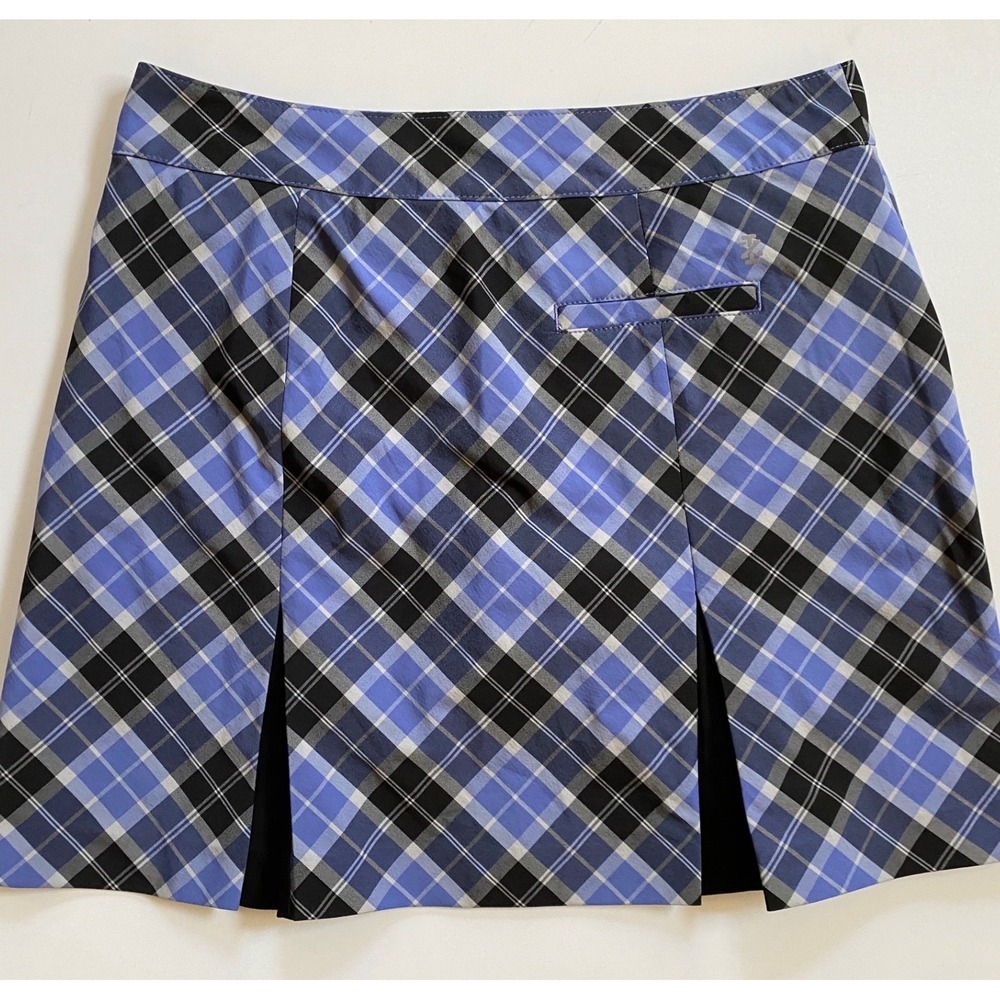 IZOD Golf Womens Plaid Pleated Skort Blue Black White Size 6 EUC - Picture 4 of 9